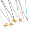 Beaded Simple Fashionable Matching Starfish Turtle Bow Fish Pearl Necklace For Girls Handmade With Electroplating Stainless Steel Material In Animal Zodiac Shape