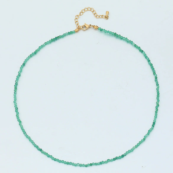 Beaded Stacking Necklace Stainless Steel Geometric Handmade Natural Stone Clavicle Chain
