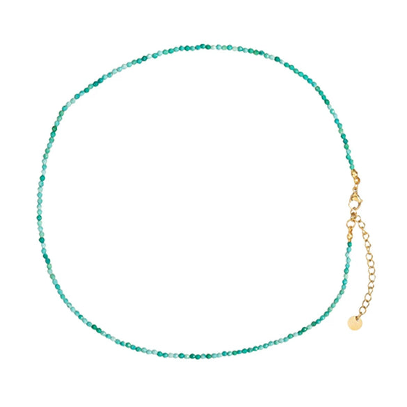 Beaded Stacking Necklace Stainless Steel Geometric Handmade Natural Stone Clavicle Chain