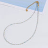 Beaded Stacking Necklace Stainless Steel Geometric Handmade Natural Stone Clavicle Chain