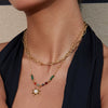Beaded Stainless Steel Geometric Hollow Hammer Pattern Electroplating Necklace For Women