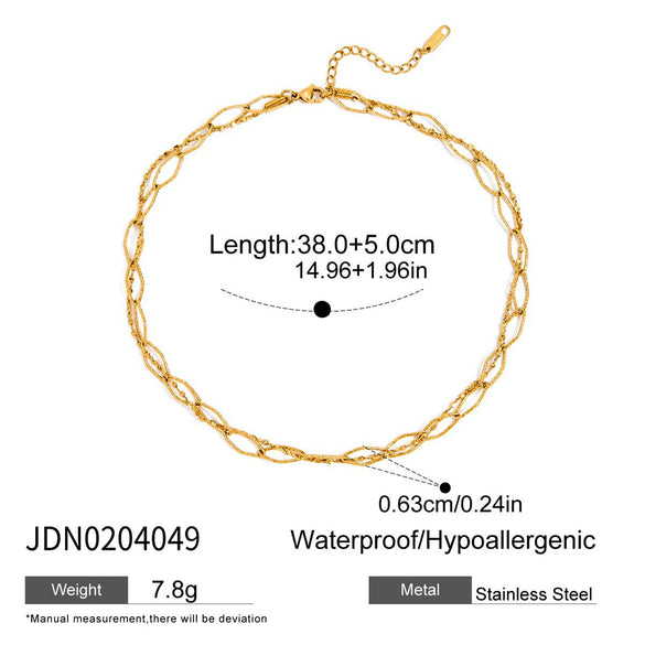 Beaded Stainless Steel Geometric Hollow Hammer Pattern Electroplating Necklace For Women
