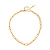 Beaded Stainless Steel Geometric Hollow Hammer Pattern Electroplating Necklace For Women