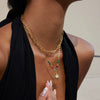 Beaded Stainless Steel Geometric Hollow Hammer Pattern Electroplating Necklace For Women