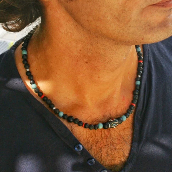 Beaded Stone Necklace Synthetic Stone Geometric Style Alloy Electroplating O Word Chain