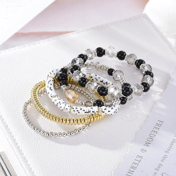 Beaded Stretch Bracelet Alloy Geometric Hand Knitted Jewelry Unisex