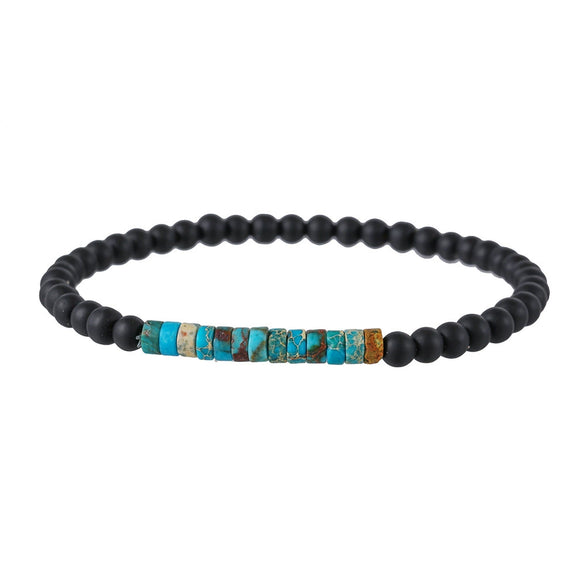 Beaded Turquoise Tiger Eye Stone Handmade Geometric Style Unisex Bracelet