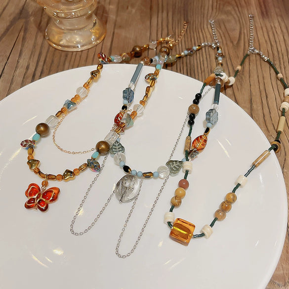 Beaded Women's Middle Ancient Style Handmade Necklace With Animals And Zodiac Pattern