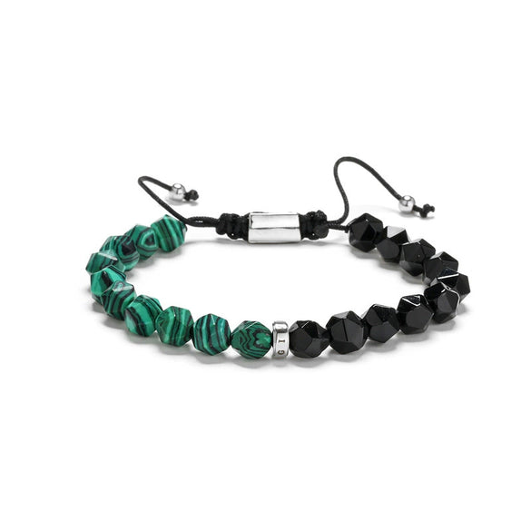 Beaded Woven Bracelet Tiger Eye Stone Black Agate Geometric Handmade For Men And Women