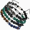 Beaded Woven Bracelet Tiger Eye Stone Black Agate Geometric Handmade For Men And Women