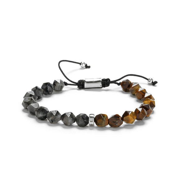 Beaded Woven Bracelet Tiger Eye Stone Black Agate Geometric Handmade For Men And Women
