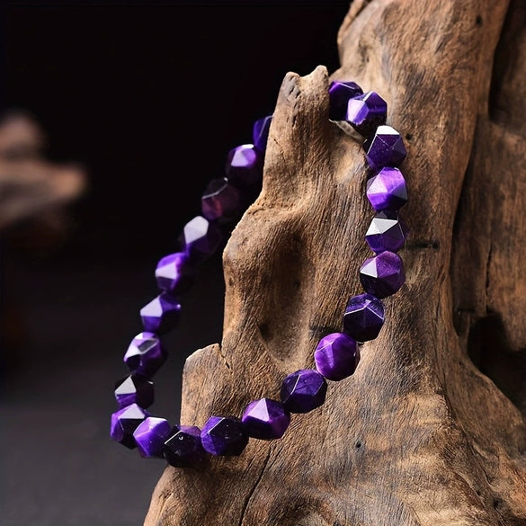 Beaded Woven Bracelet Tiger Eye Stone Black Agate Geometric Handmade For Men And Women