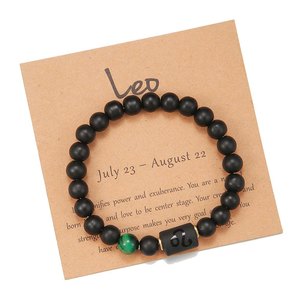 Beads Elastic Bracelet Synthetic Stone Geometric Twelve Constellations Handmade Unisex