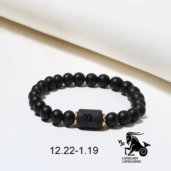 Beads Elastic Bracelet Synthetic Stone Geometric Twelve Constellations Handmade Unisex