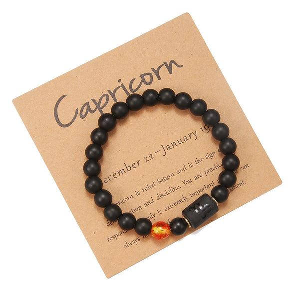 Beads Elastic Bracelet Synthetic Stone Geometric Twelve Constellations Handmade Unisex