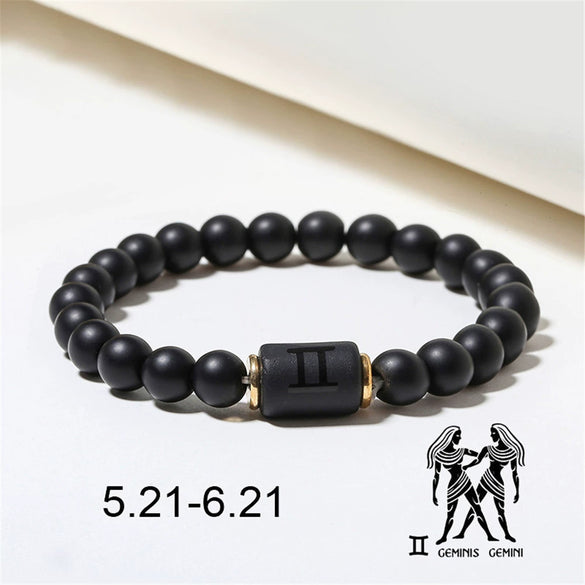 Beads Elastic Bracelet Synthetic Stone Geometric Twelve Constellations Handmade Unisex