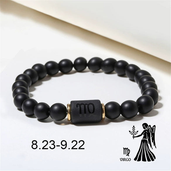 Beads Elastic Bracelet Synthetic Stone Geometric Twelve Constellations Handmade Unisex