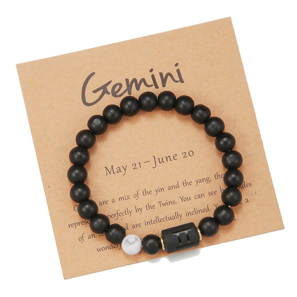 Beads Elastic Bracelet Synthetic Stone Geometric Twelve Constellations Handmade Unisex