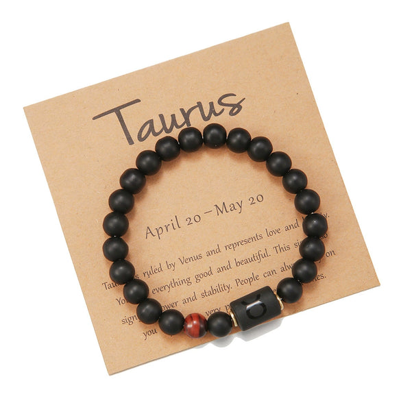 Beads Elastic Bracelet Synthetic Stone Geometric Twelve Constellations Handmade Unisex