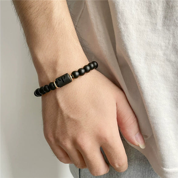 Beads Elastic Bracelet Synthetic Stone Geometric Twelve Constellations Handmade Unisex
