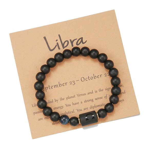 Beads Elastic Bracelet Synthetic Stone Geometric Twelve Constellations Handmade Unisex