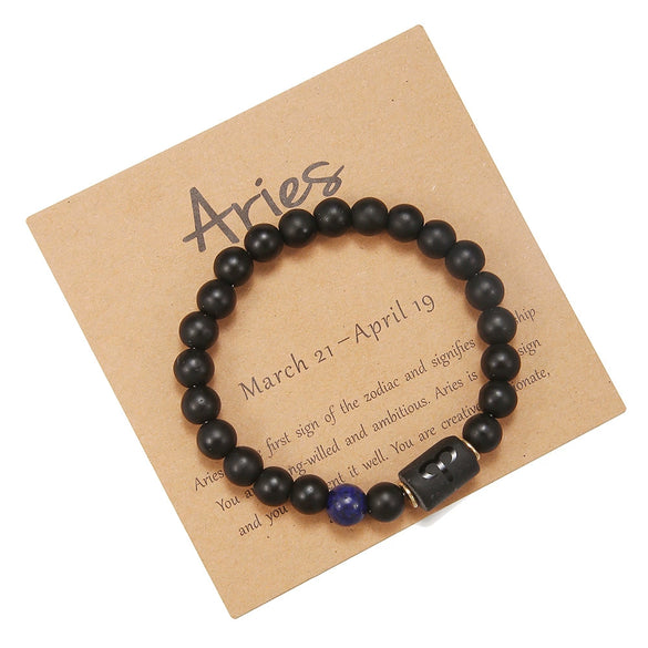 Beads Elastic Bracelet Synthetic Stone Geometric Twelve Constellations Handmade Unisex