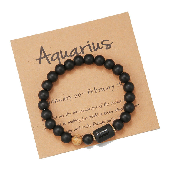 Beads Elastic Bracelet Synthetic Stone Geometric Twelve Constellations Handmade Unisex