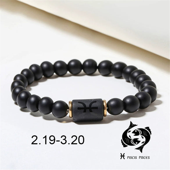 Beads Elastic Bracelet Synthetic Stone Geometric Twelve Constellations Handmade Unisex