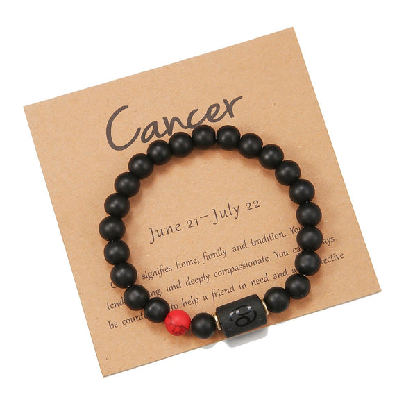Beads Elastic Bracelet Synthetic Stone Geometric Twelve Constellations Handmade Unisex