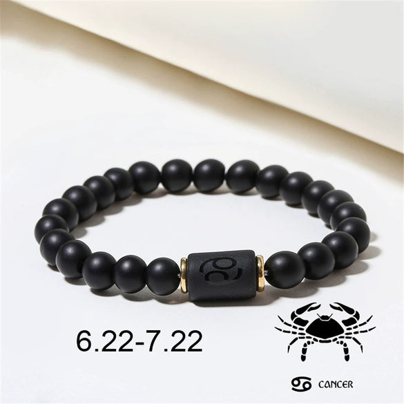 Beads Elastic Bracelet Synthetic Stone Geometric Twelve Constellations Handmade Unisex