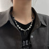 Bear Double Layer Titanium Steel Necklace Hip Hop Geometric Pendant Sweater Chain For Women And Men