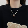Bear Double Layer Titanium Steel Necklace Hip Hop Geometric Pendant Sweater Chain For Women And Men