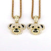 Bear Pendant Necklace Copper Mixed Gem Inlay Electroplating Jewelry