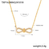 Beautiful Niche Double Clavicle Necklace Bracelet Set Stainless Steel With Zircon Pvd Electroplating For Women Literary Style