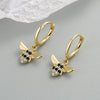 Bee Shaped Zircon Inlaid 925 Sterling Silver Earrings With Electroplated Geometric Design Fashion Jewelry