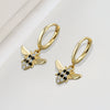 Bee Shaped Zircon Inlaid 925 Sterling Silver Earrings With Electroplated Geometric Design Fashion Jewelry