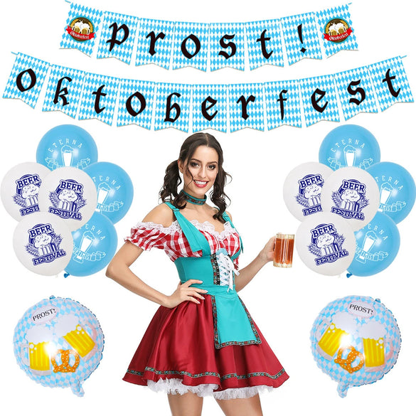 Beer Festival Party Decorations With Round Latex Balloons And Flag Banner Celebration Supplies Set