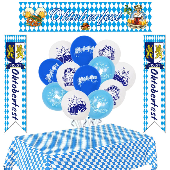 Beer Festival Party Decorations With Round Latex Balloons And Flag Banner Celebration Supplies Set