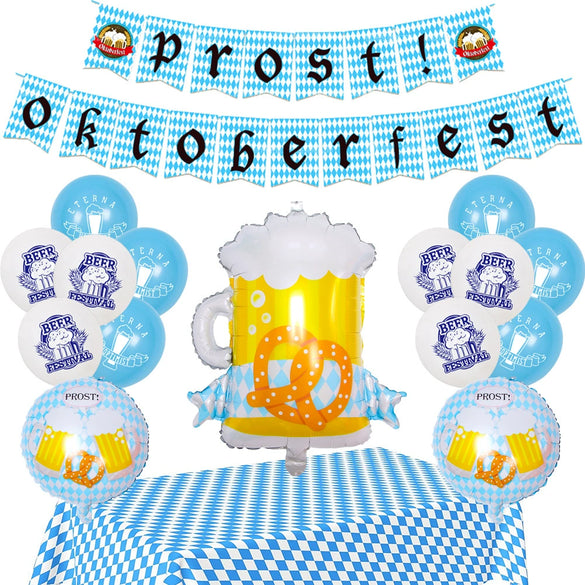 Beer Festival Party Decorations With Round Latex Balloons And Flag Banner Celebration Supplies Set