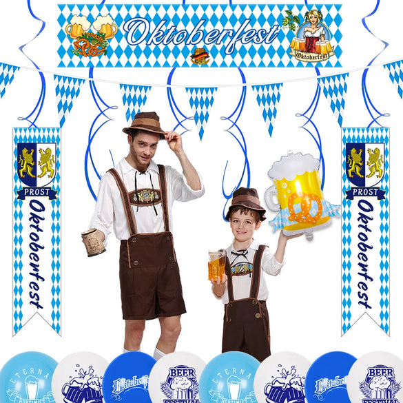 Beer Festival Party Decorations With Round Latex Balloons And Flag Banner Celebration Supplies Set