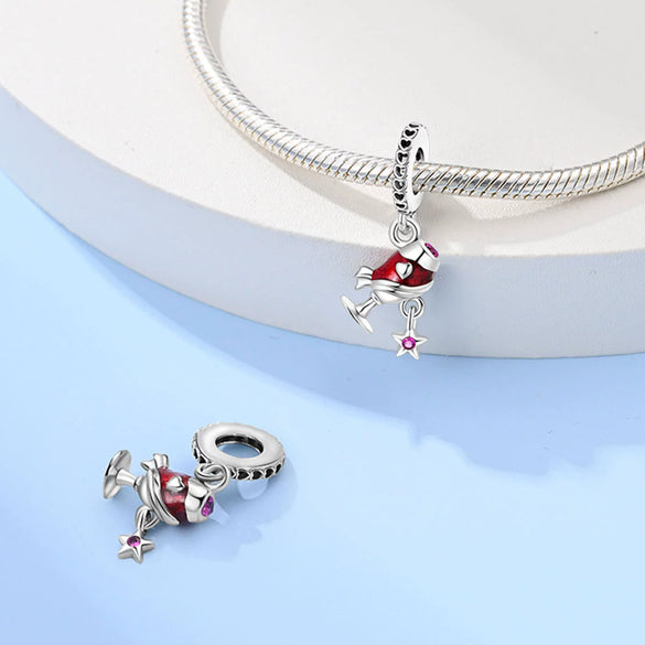 Beer Glass Pendant Beads Silver Plated Dripping Oil Original Design Diy Jewelry Accessories
