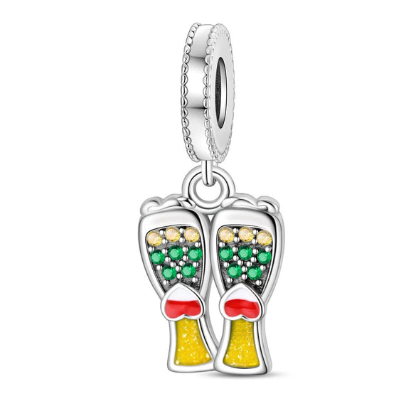 Beer Glass Pendant Beads Silver Plated Dripping Oil Original Design Diy Jewelry Accessories