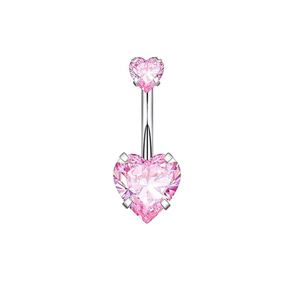Belly Button Ring Set Stainless Steel Heartshaped Geometric Style Electroplated Body Piercing Jewelry