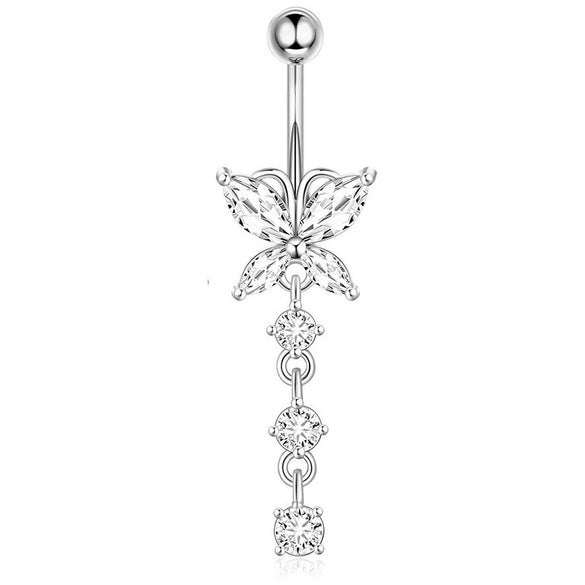 Belly Button Ring Set Stainless Steel Heartshaped Geometric Style Electroplated Body Piercing Jewelry