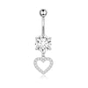 Belly Button Ring Set Stainless Steel Heartshaped Geometric Style Electroplated Body Piercing Jewelry