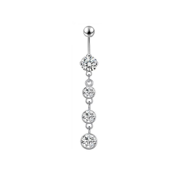 Belly Button Ring Stainless Steel Copper Inlaid Zircon Constellation Electroplating Heart Shaped Water Drop Style For Women