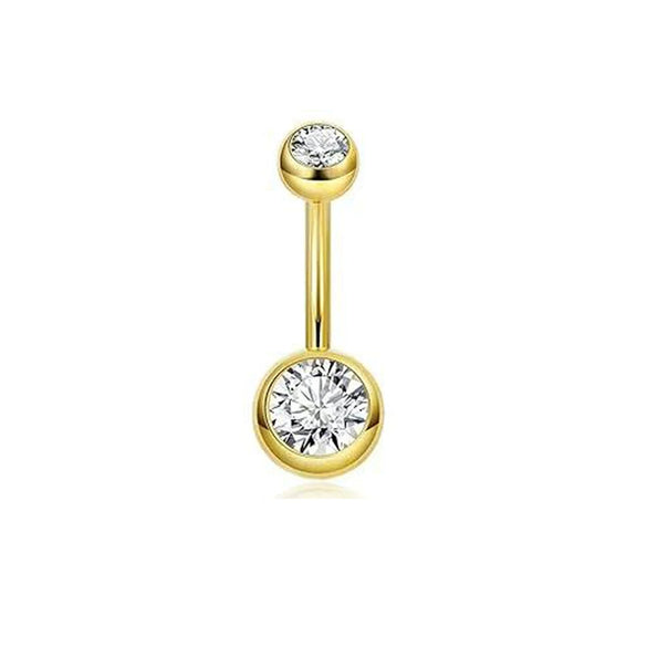 Belly Button Ring Stainless Steel Copper Inlaid Zircon Constellation Electroplating Heart Shaped Water Drop Style For Women