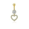 Belly Button Ring Stainless Steel Copper Inlaid Zircon Constellation Electroplating Heart Shaped Water Drop Style For Women