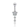 Belly Button Ring Stainless Steel Copper Inlaid Zircon Constellation Electroplating Heart Shaped Water Drop Style For Women