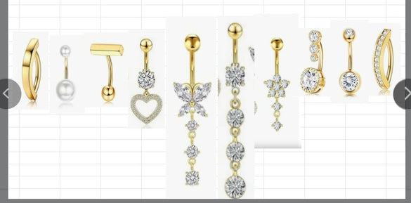 Belly Button Ring Stainless Steel Copper Inlaid Zircon Constellation Electroplating Heart Shaped Water Drop Style For Women